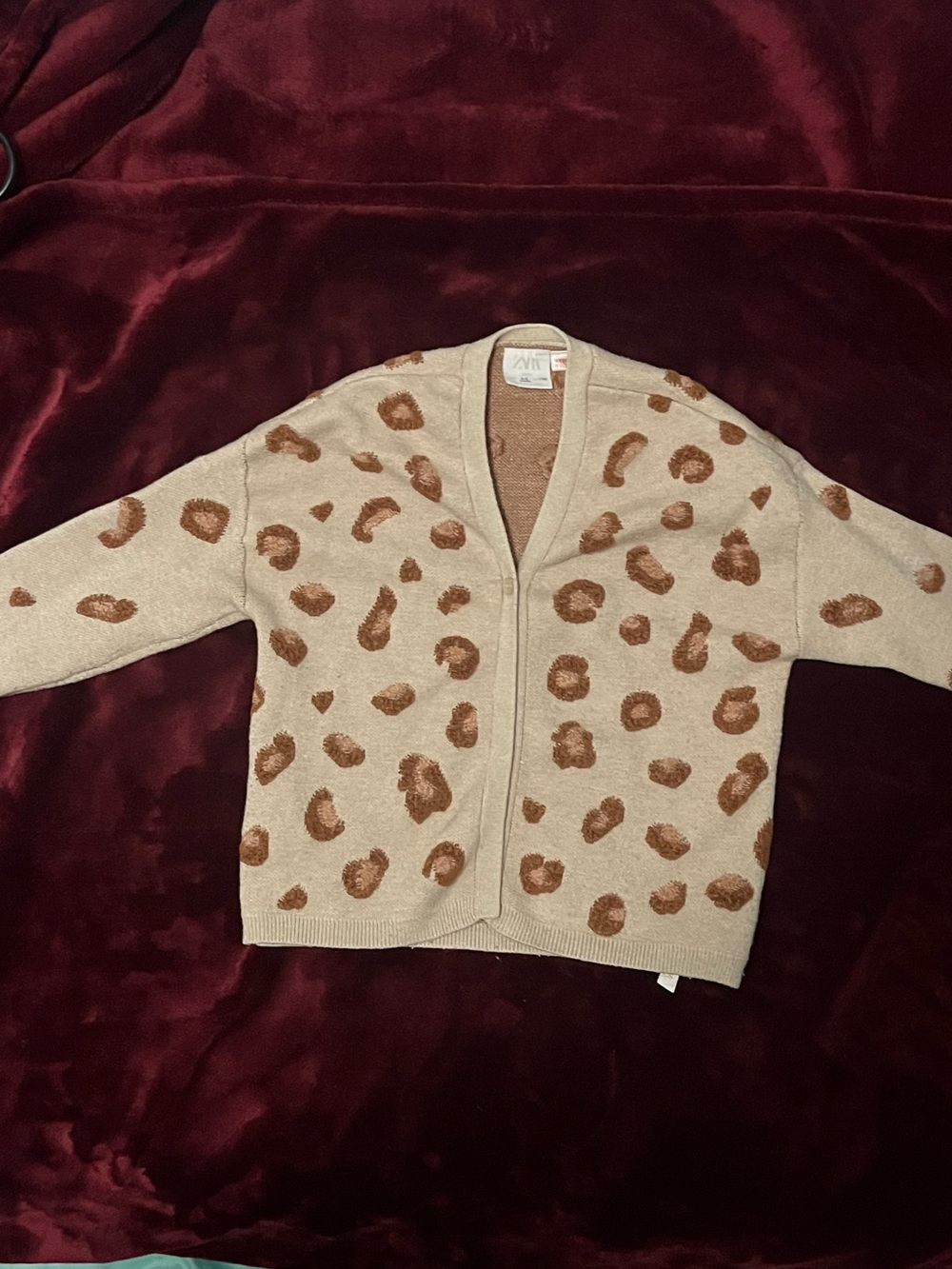 Zara Baby Leopard-Pattern Cardigan in Beige and Brown